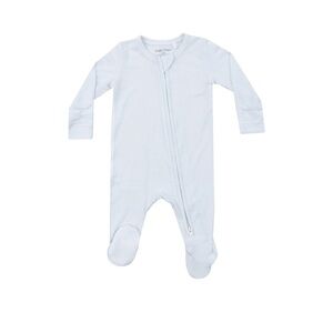 NWT Angel Dear 2 Way Zipper Footie - Light Blue Stripe 3-6M